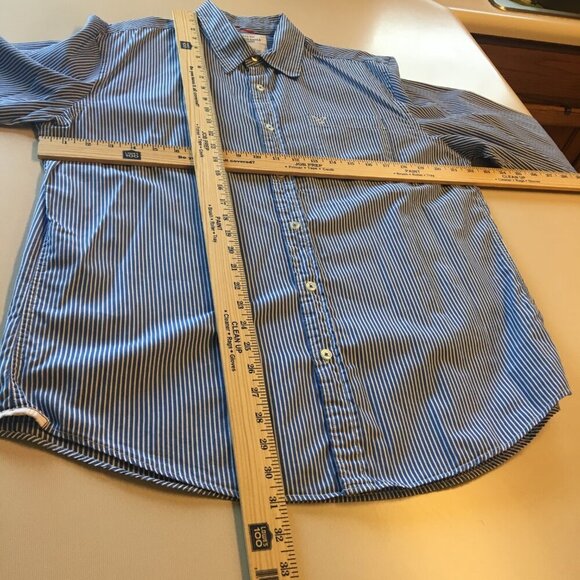 American Eagle Button Up Shirt Mens Large Blue White Stripe Vintage Fit - Picture 8 of 13